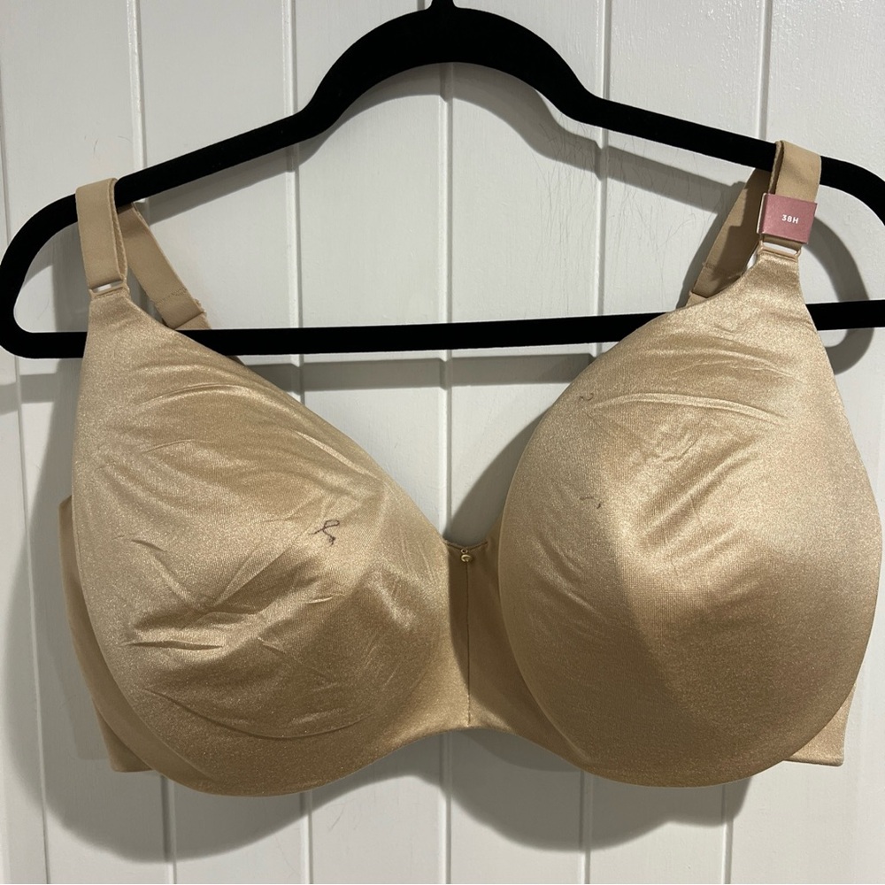 Cacique Balconette Underwire Support Lane Bryant Lightly Lined Nude Bra Size 38H